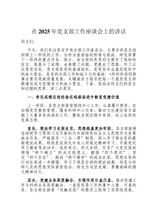 在2025年党支部工作座谈会上的讲话
