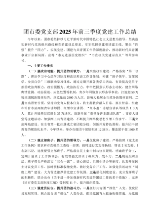 团市委党支部2025年前三季度党建工作总结
