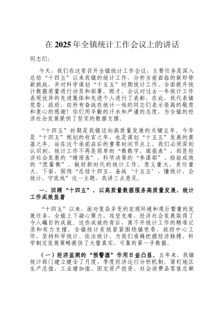 在2025年全镇统计工作会议上的讲话