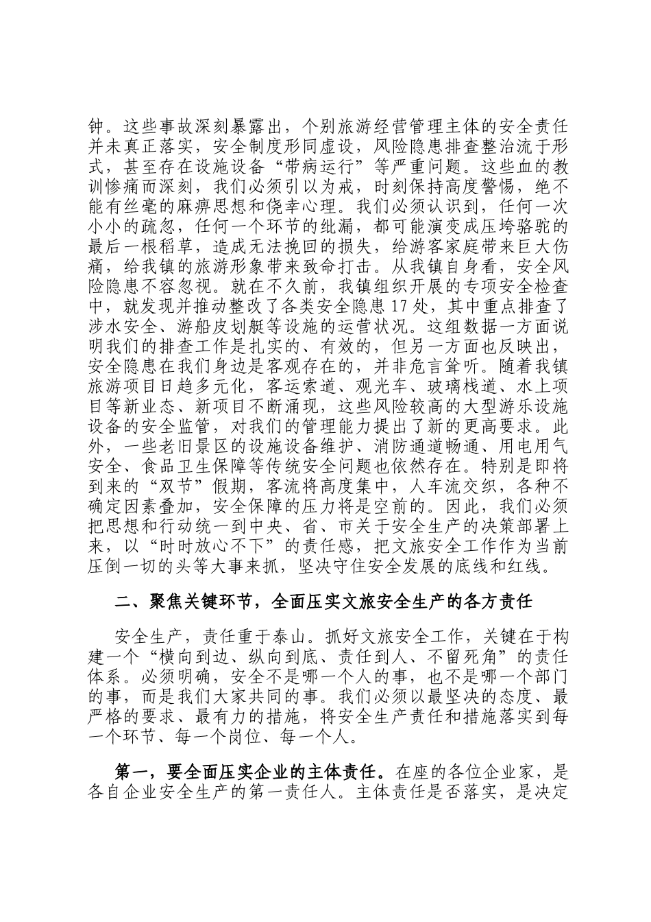 在2025年全镇文旅企业安全工作部署会议上的讲话_第2页