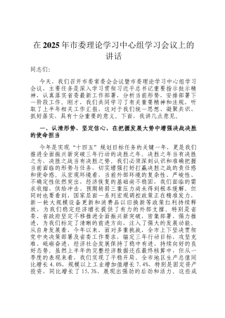 在2025年市委理论学习中心组学习会议上的讲话