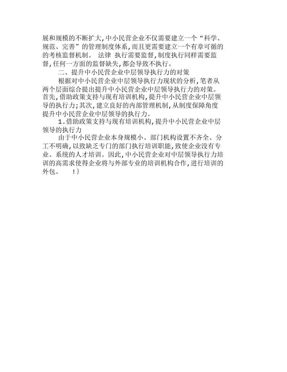 提升中小民营公司中层领导地执行力分析研究  工商管理专业_第3页