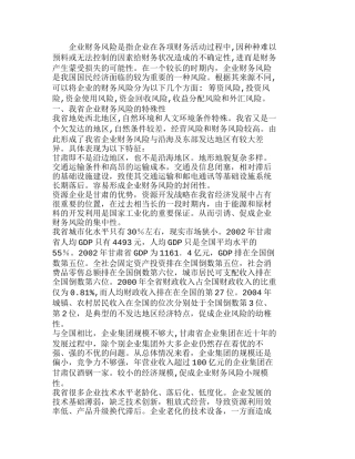 强化财务风险分析研究  财务管理专业