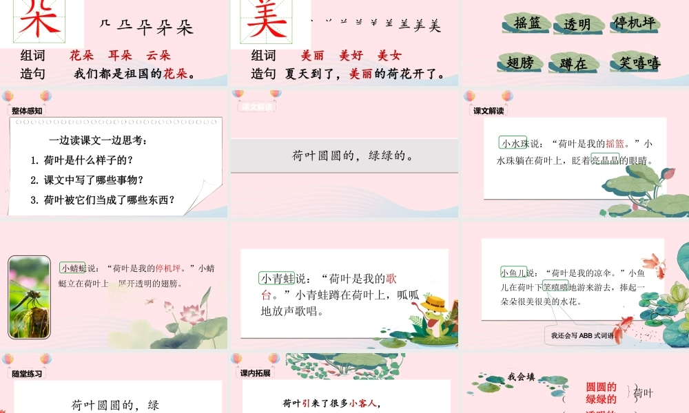 一年级语文下册 课文 4 13《荷叶圆圆》课堂教学课件 新人教版-新人教版小学一年级下册语文课件