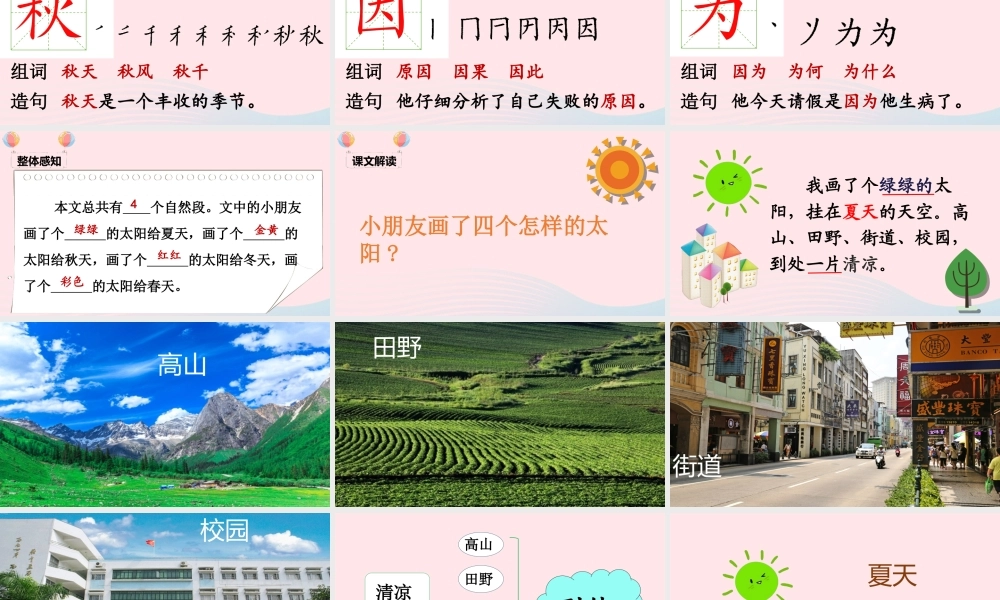 一年级语文下册 课文 1 4《四个太阳》课堂教学课件 新人教版-新人教版小学一年级下册语文课件