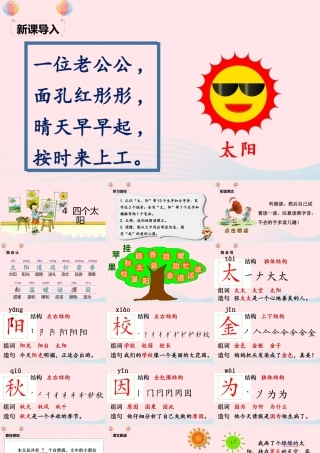 一年级语文下册 课文 1 4《四个太阳》课堂教学课件 新人教版-新人教版小学一年级下册语文课件