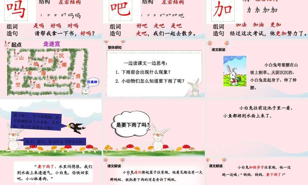 一年级语文下册 课文 4 14《要下雨了》课堂教学课件 新人教版-新人教版小学一年级下册语文课件