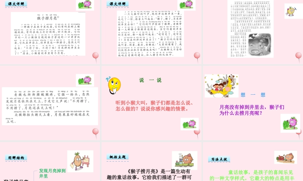 一年级语文下册 第2单元《猴子捞月亮》课件 长春版-长春版小学一年级下册语文课件