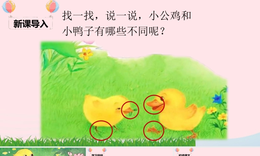 一年级语文下册 课文 2 5《小公鸡和小鸭子》课堂教学课件 新人教版-新人教版小学一年级下册语文课件