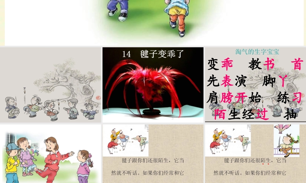 一年级语文下册 第3单元 14《毽子变乖了》课件1 语文S版-语文S版小学一年级下册语文课件