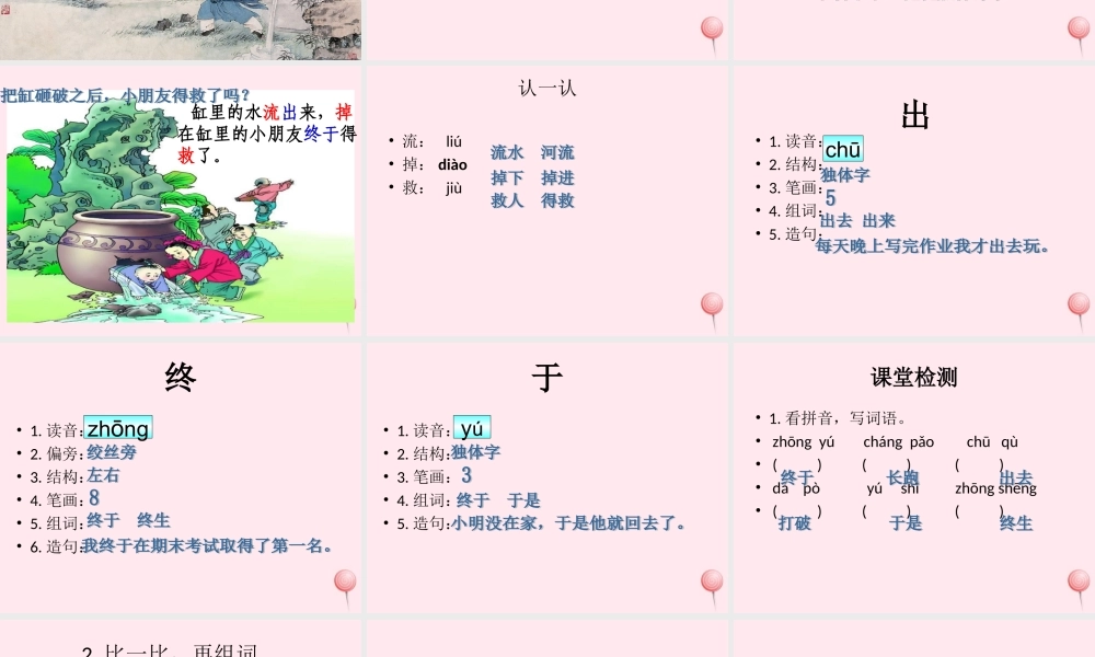 一年级语文下册 第7单元《司马光砸缸》课件2 长春版-长春版小学一年级下册语文课件