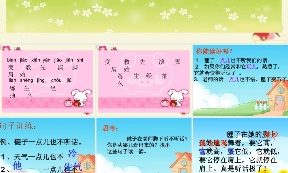 一年级语文下册 第3单元 14《毽子变乖了》课件9 语文S版-语文S版小学一年级下册语文课件