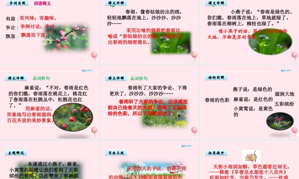一年级语文下册 第二单元 第8课《春雨的色彩》课件 北京版-北京版小学一年级下册语文课件