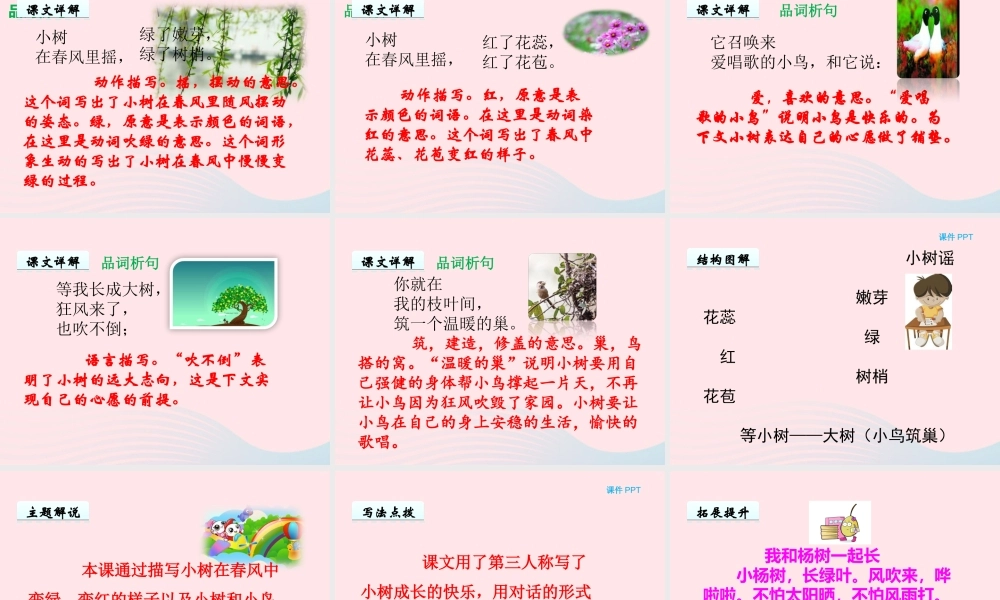 一年级语文下册 第二单元 第9课《小树谣》课件2 北京版-北京版小学一年级下册语文课件
