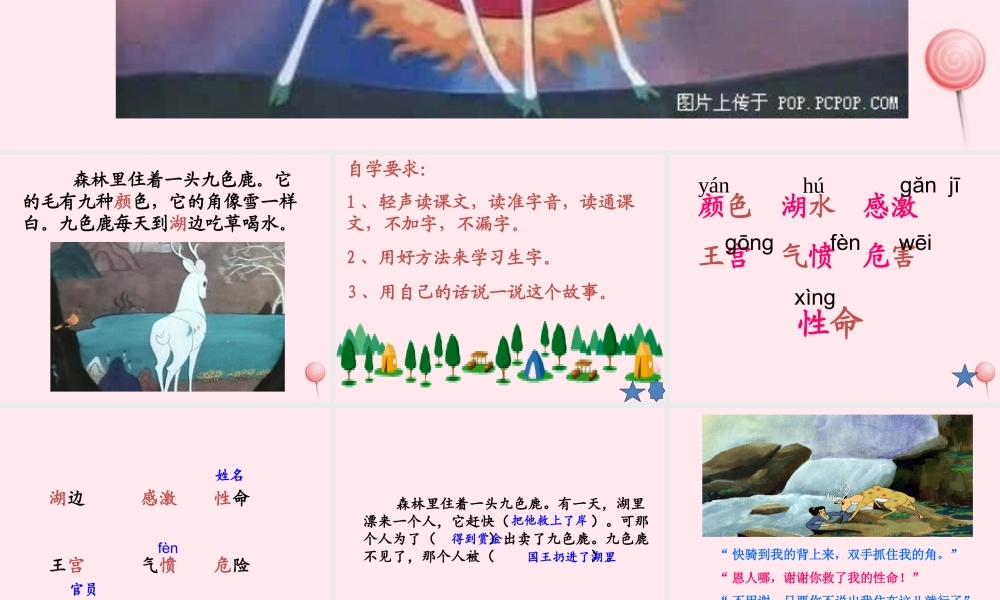 一年级语文下册 第九色鹿》课件2 鄂教版-鄂教级下册语文课件