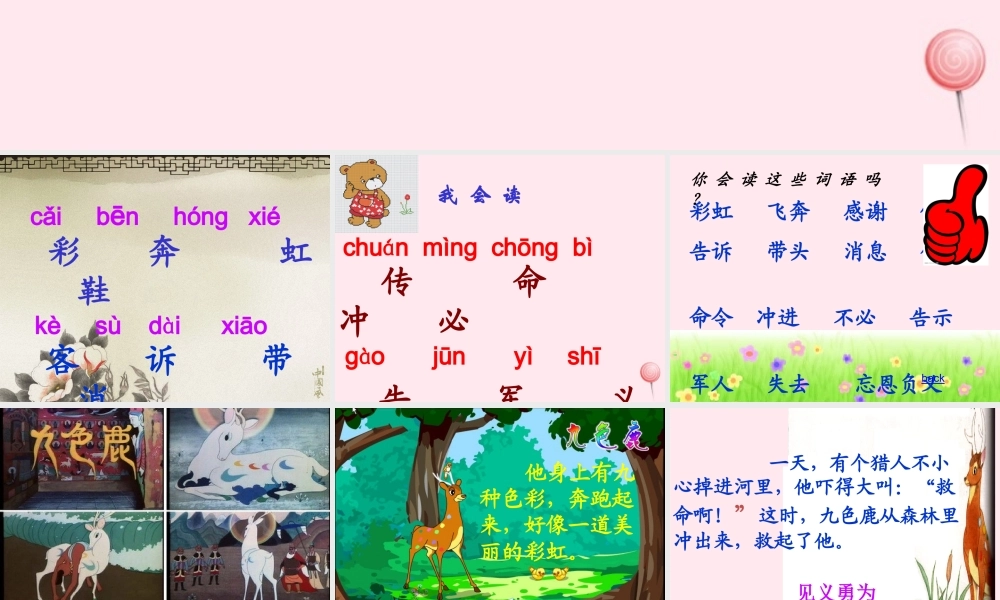 一年级语文下册 第九色鹿》课件5 鄂教版-鄂教级下册语文课件