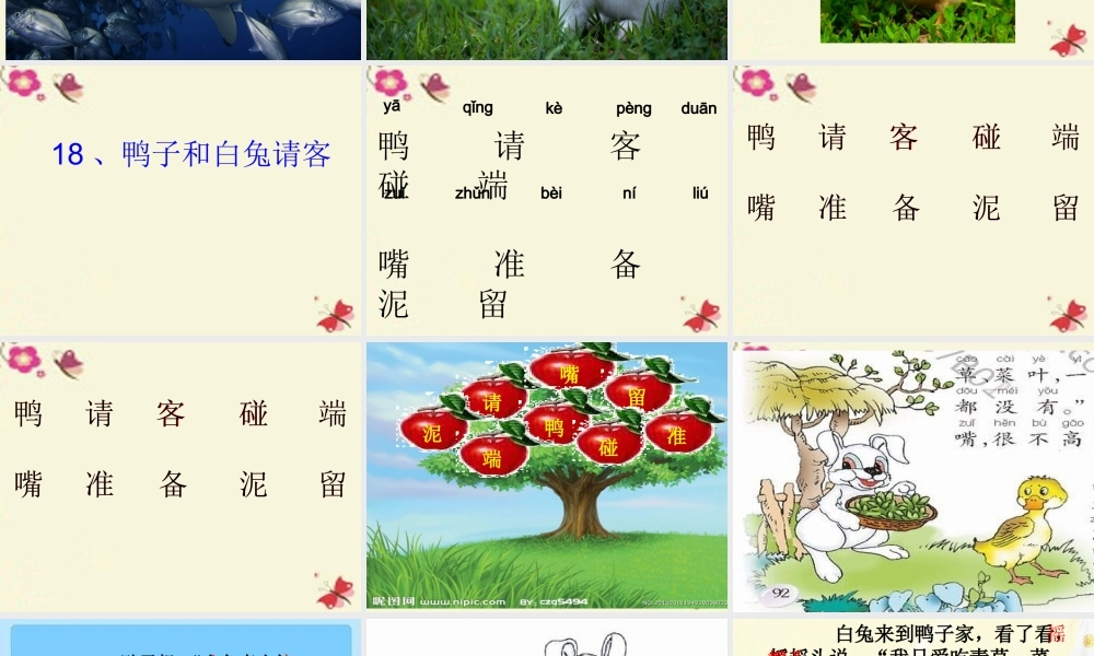 一年级语文下册 第4单元 18《鸭子和白兔请客》课件4 语文S版-语文S版小学一年级下册语文课件