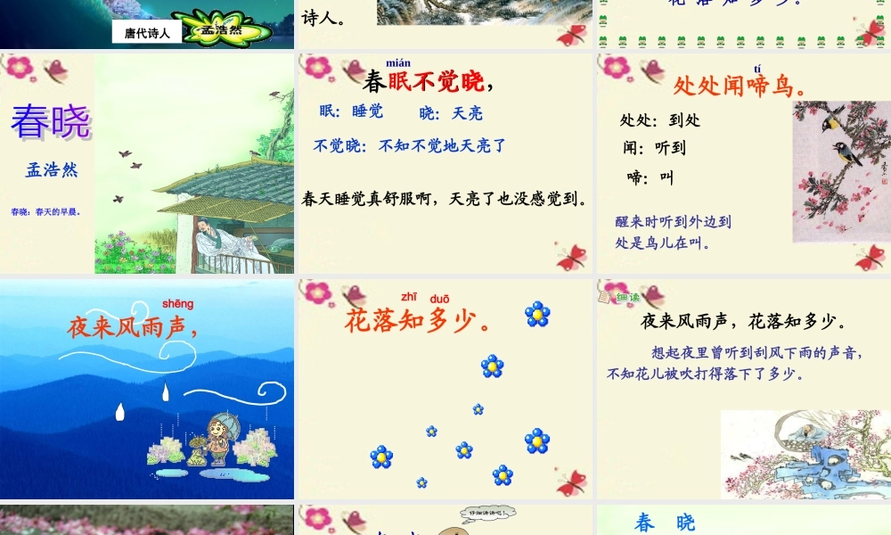 一年级语文下册 第1单元 3《古诗两首》春晓课件3 语文S版-语文S版小学一年级下册语文课件