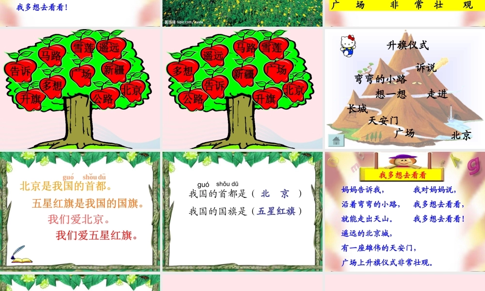 一年级语文下册 课文1 2《我多想去看看》课件3 新人教版-新人教版小学一年级下册语文课件