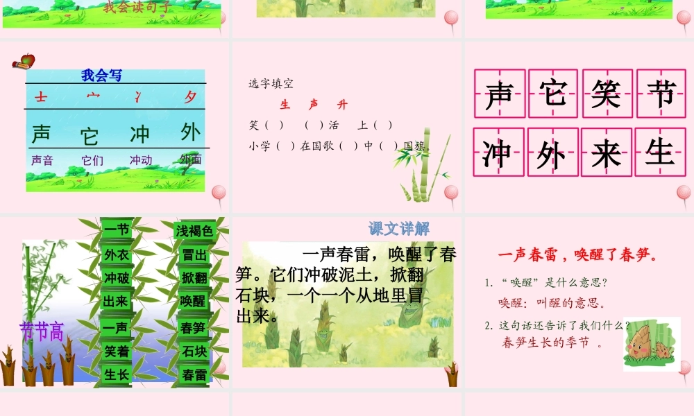 一年级语文下册 课文1 第2课《春笋》课件 苏教版-苏教版小学一年级下册语文课件
