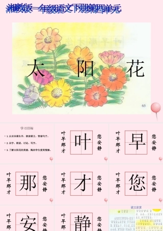 一年级语文下册 课文1 第4课《太阳花》课件1 湘教版-湘教版小学一年级下册语文课件
