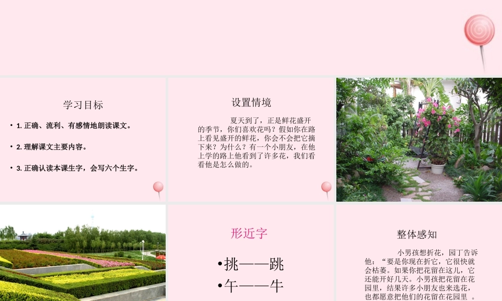 一年级语文下册 第23课《孩子们的花》课件1 冀教版-冀教版小学一年级下册语文课件