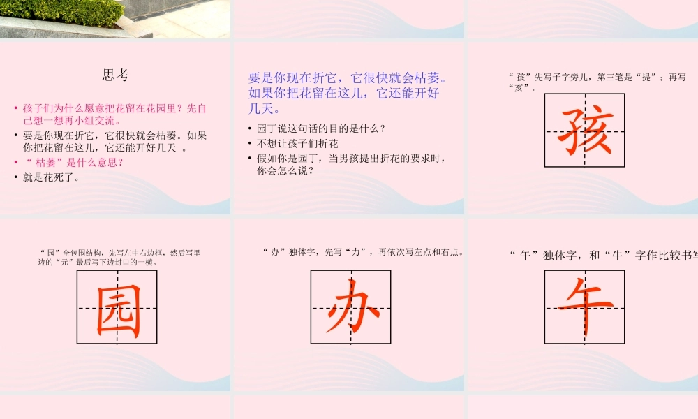 一年级语文下册 第23课《孩子们的花》课件2 冀教版-冀教版小学一年级下册语文课件