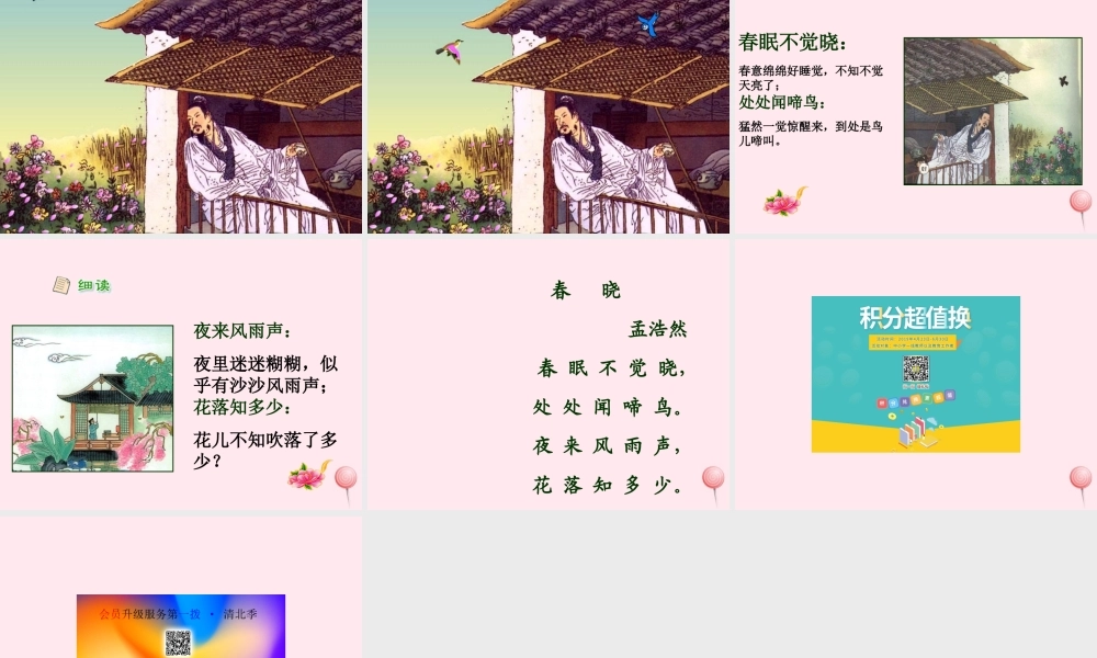 一年级语文下册 课文1《古诗诵读 春晓》课件2 鄂教版-鄂教版小学一年级下册语文课件