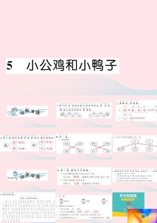 一年级语文下册 课文2 5 小公鸡和小鸭子习题课件 新人教版-新人教版小学一年级下册语文课件