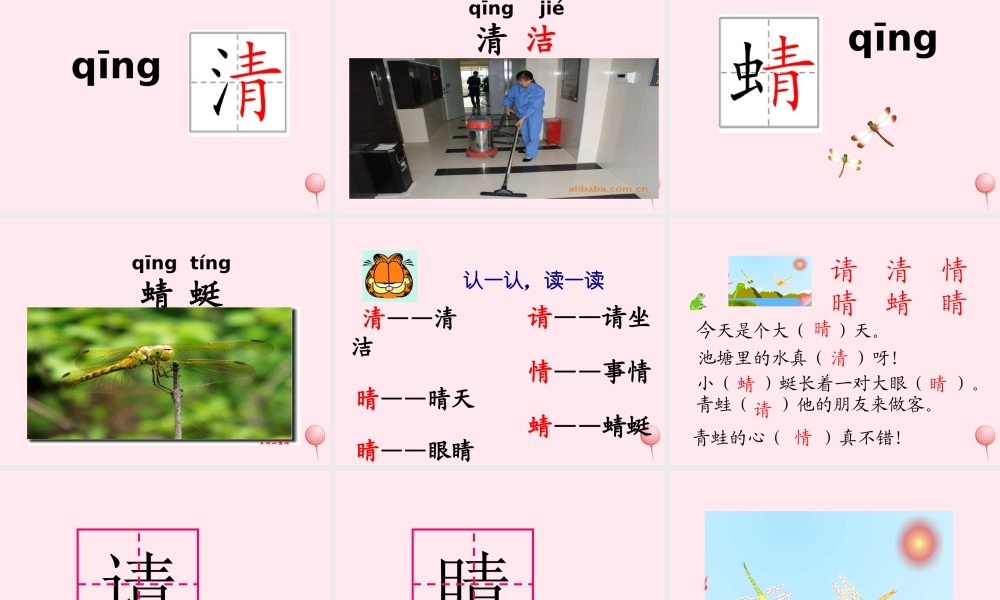 一年级语文下册 识字（二）识字7 青 清 请 晴 情 睛 蜻课件 苏教版-苏教版小学一年级下册语文课件