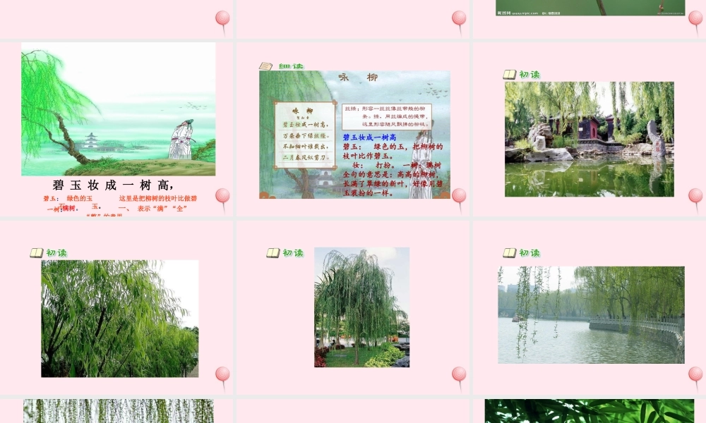 一年级语文下册 课文2《古诗诵读 咏柳》课件1 鄂教版-鄂教版小学一年级下册语文课件