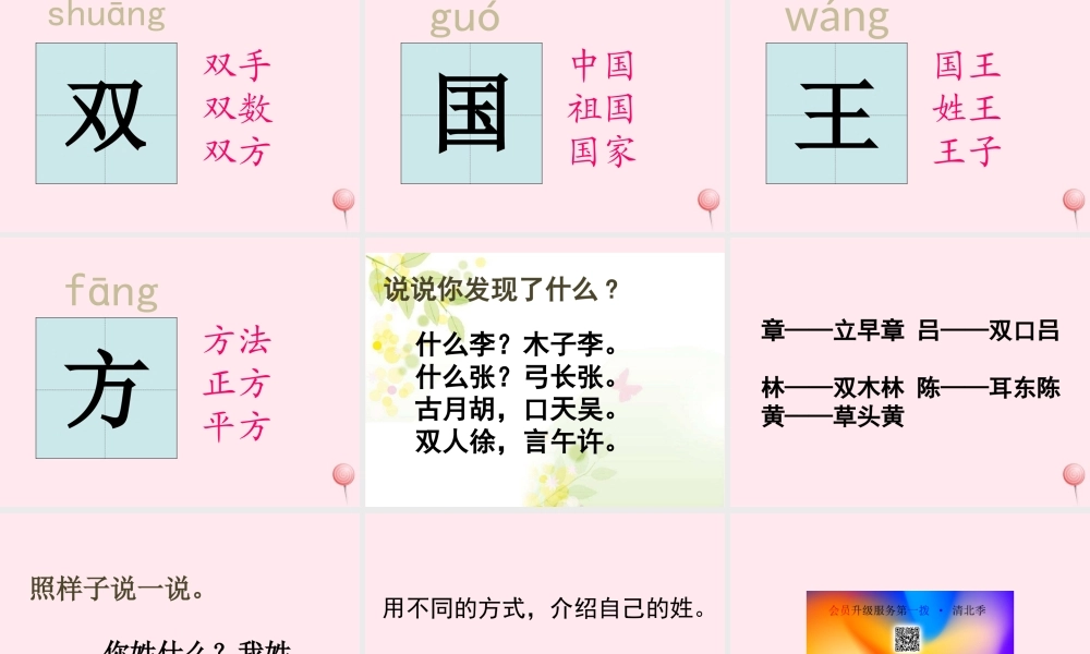 一年级语文下册 识字（一）2 姓氏歌课件 新人教版-新人教版小学一年级下册语文课件