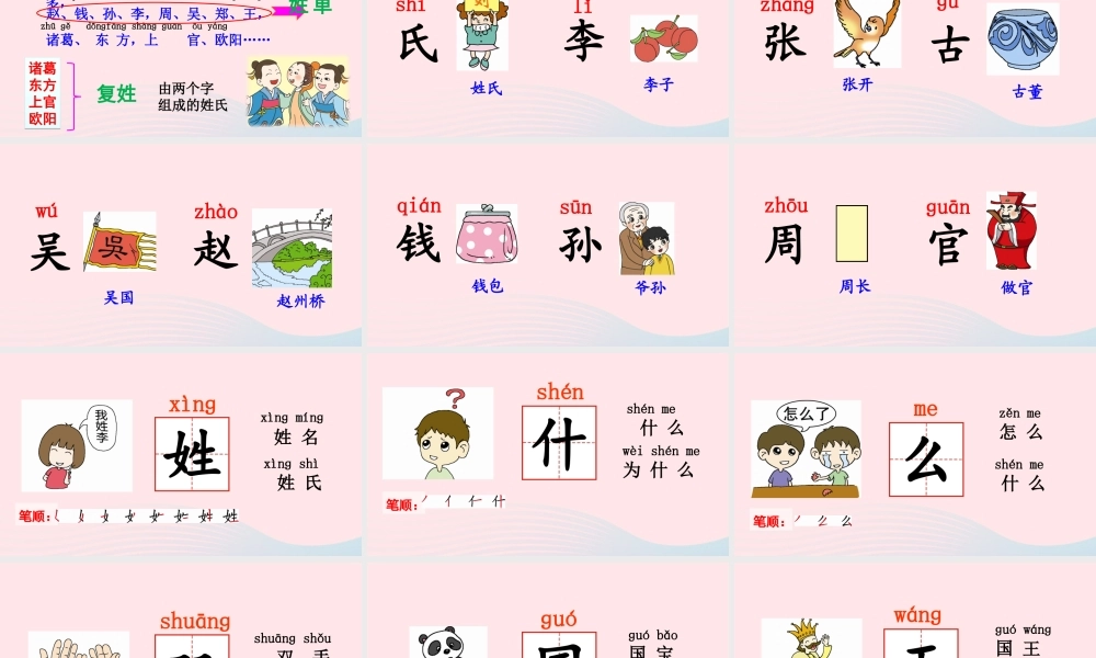 一年级语文下册 识字一 2《姓氏歌》教学课件 新人教版-新人教版小学一年级下册语文课件