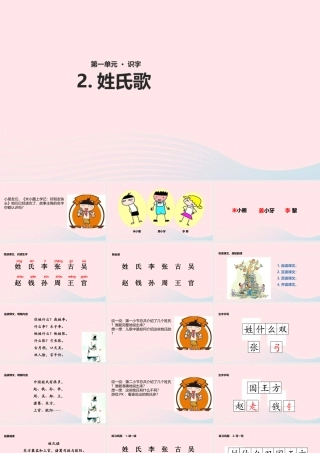 一年级语文下册 识字一 2《姓氏歌》课件 新人教版-新人教版小学一年级下册语文课件
