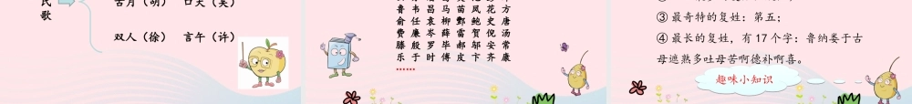 一年级语文下册 识字一 2《姓氏歌》课件1 新人教版-新人教版小学一年级下册语文课件