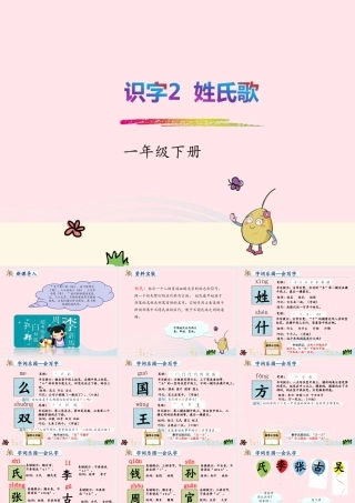 一年级语文下册 识字一 2《姓氏歌》课件1 新人教版-新人教版小学一年级下册语文课件