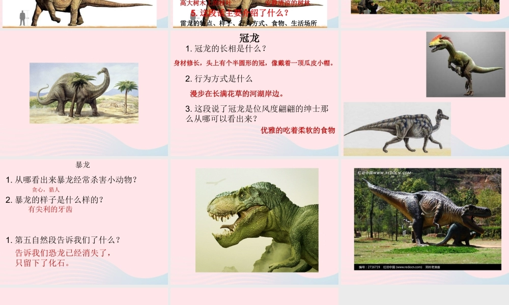 一年级语文下册 第18课《久远的恐龙世界》课件1 冀教版-冀教版小学一年级下册语文课件
