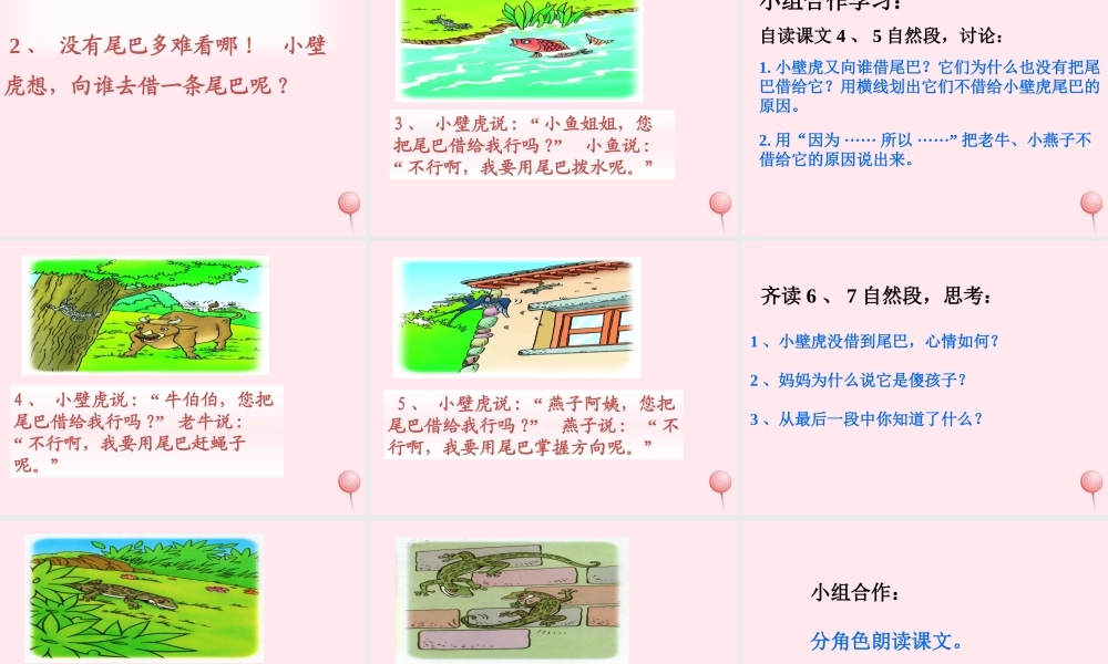 一年级语文下册 第19课《小壁虎借尾巴》课件1 冀教版-冀教版小学一年级下册语文课件