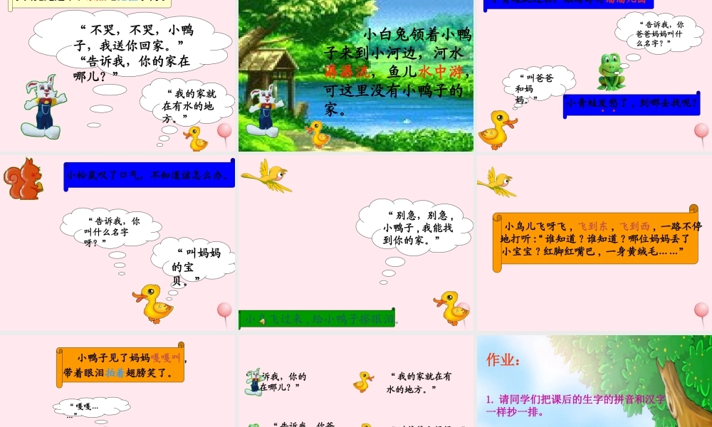 一年级语文下册 第21课《迷路的小鸭子》课件1 鄂教版-鄂教版小学一年级下册语文课件