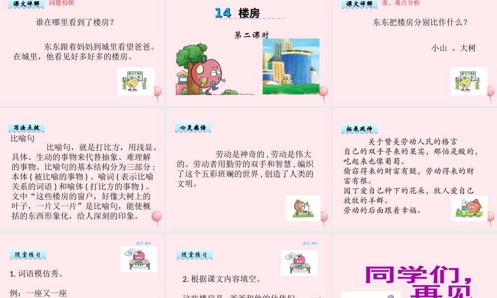 一年级语文下册 课文4 第14课《楼房》课件 湘教版-湘教版小学一年级下册语文课件