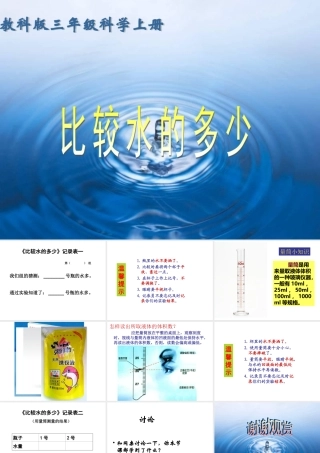 三年级科学上册 比较水的多少 4课件 教科版
