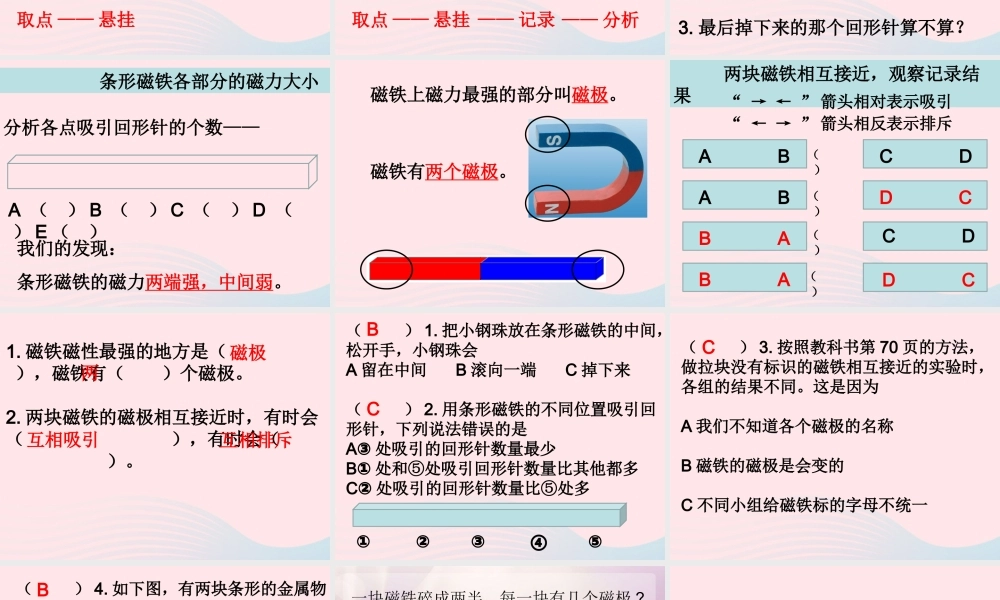 三年级科学下册 磁铁 3 磁铁的两极课件 教科版-教科版小学三年级下册自然科学课件
