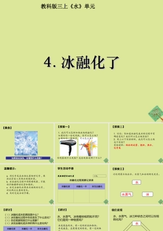 三年级科学上册 第1单元 水 4《冰融化了》课件1 教科版-教科版小学三年级上册自然科学课件