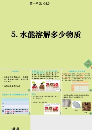 三年级科学上册 第1单元 水 5《水能溶解多少物质》课件1 教科版-教科版小学三年级上册自然科学课件