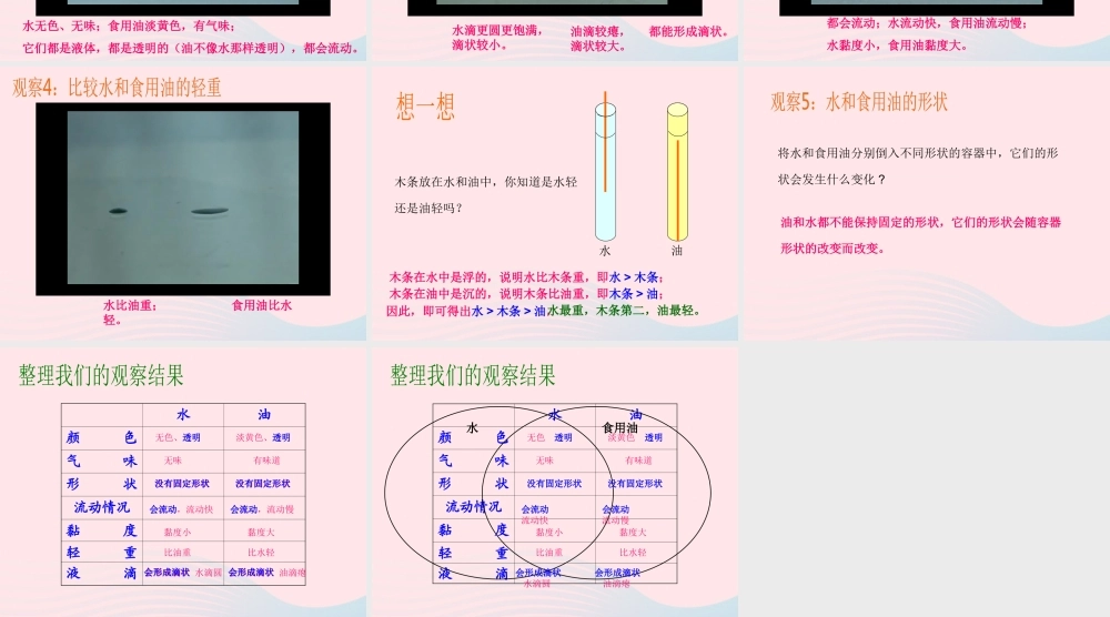 三年级科学上册 4.2《水和食用油的比较》课件（2） 教科版-教科版小学三年级上册自然科学课件
