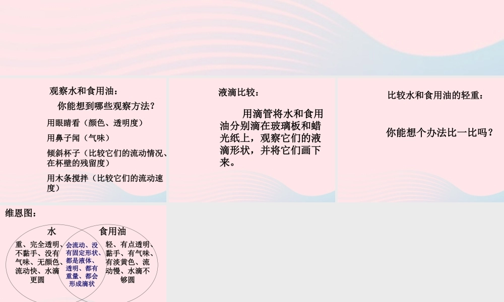 三年级科学上册 4.2《水和食用油的比较》课件（6） 教科版-教科版小学三年级上册自然科学课件