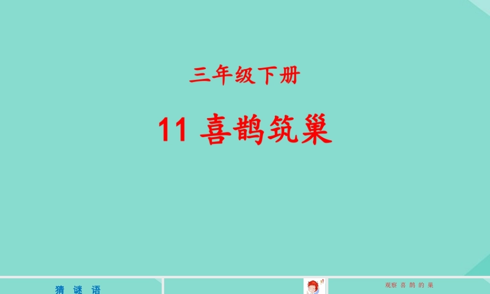 三年级科学下册 第3单元 生物的相互影响 11 喜鹊筑巢课件 冀人版-人教版小学三年级下册自然科学课件