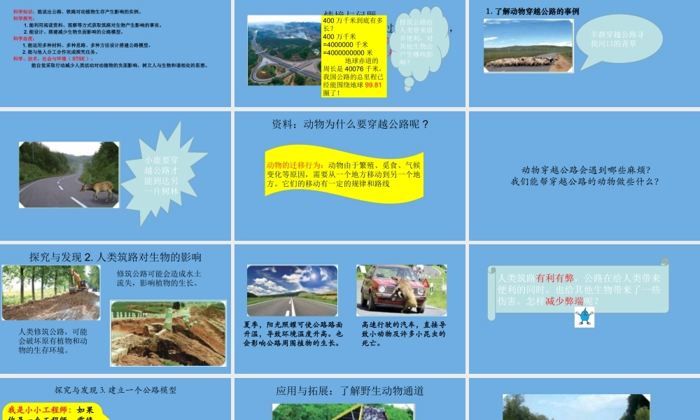 三年级科学下册 第3单元 生物的相互影响 13《筑路影响生物生存》课件 冀人版-人教版小学三年级下册自然科学课件