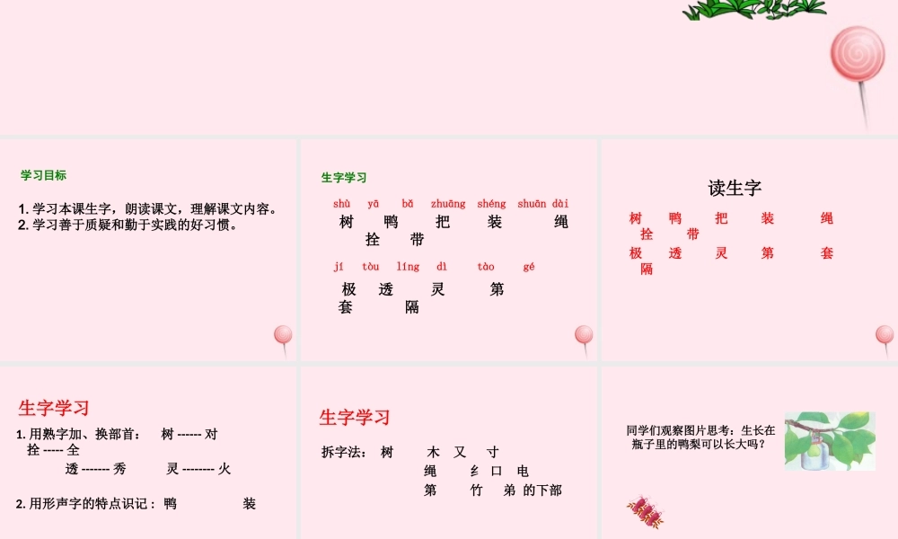 一年级语文下册 课文5 第19课《瓶子里的鸭梨》课件1 湘教版-湘教版小学一年级下册语文课件