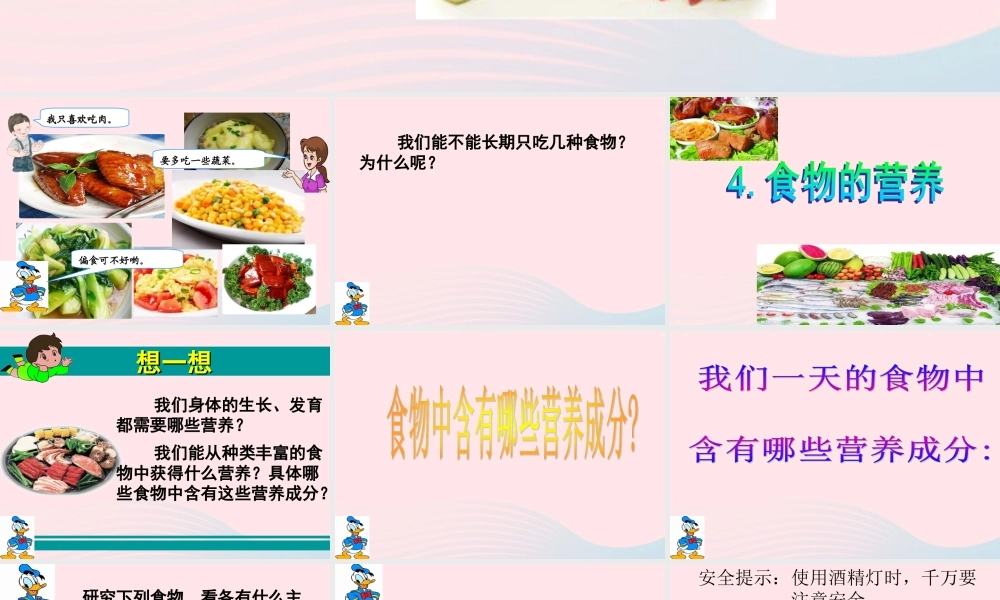 三年级科学上册 第一单元 生活中的食物 第4课《食物的营养》课件（1） 鄂教版-鄂教版小学三年级上册自然科学课件